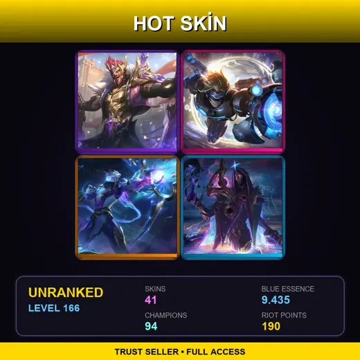 LAN | Victorious Draven | Pulsefire Ezreal | Cosmic Hunter Varus | Dark Cosmic Jhin | 41 Skin | 94 Champ | Lv166 — LoL account