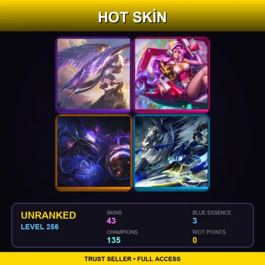LAN | Victorious Anivia | Arcade Miss Fortune | Dark Star Orianna | Warring Kingdoms Xin Zhao | 43 Skin | 135 Champ | Lv256 — God Staff Jax