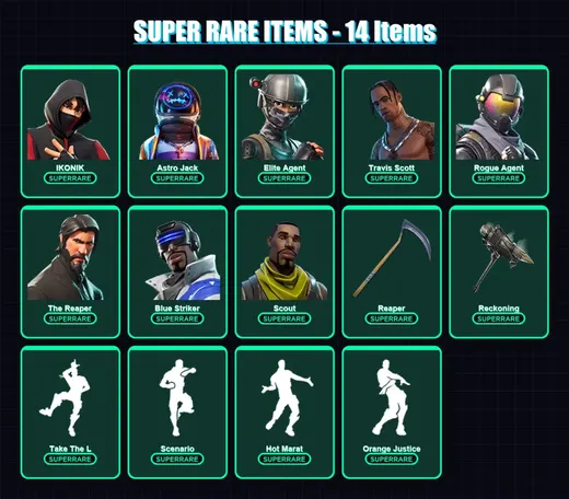 [PC/XBOX/PSN] | IKONIK | Astro Jack | Elite Agent | Travis Scott | Rogue Agent | 216 skin | 94 pickaxe | 121 emote | 85 glider | Lv1320