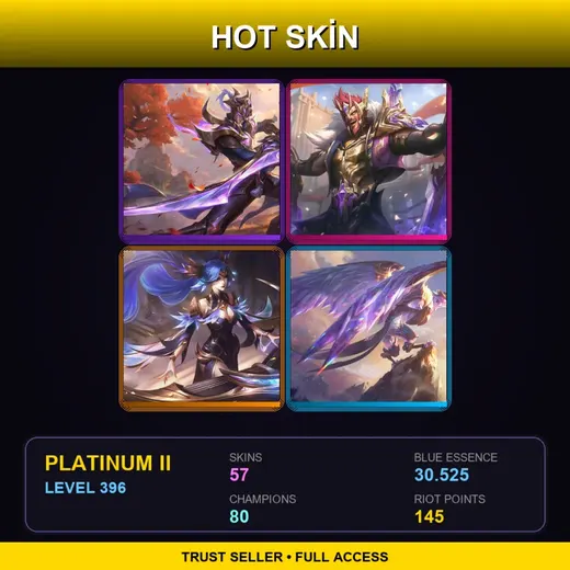 LAN | Victorious Master Yi | Victorious Draven | Victorious Sona | Victorious Anivia | 57 Skin | 80 Champ | Platinum II | Lv396 — Hextech Annie