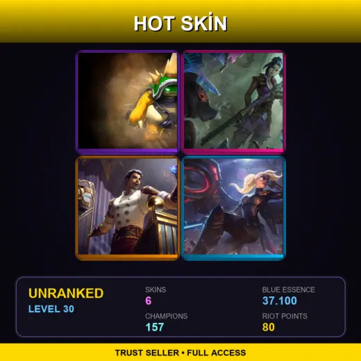 VN | King Rammus | Arcane Enforcer Caitlyn | Arcane Inventor Jayce | Riot Kayle | 6 Skin | 157 Champ | Lv30