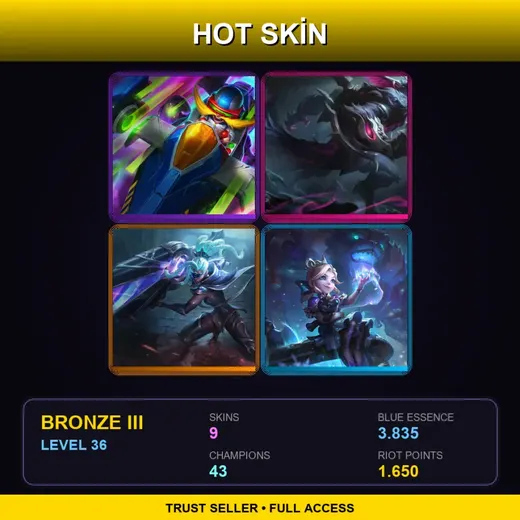 NA | Arcade Corki | Old God Warwick | Lunar Eclipse Senna | Winterblessed Annie | 9 Skin | 43 Champ | Bronze III | Lv36 — Soaring Sword Fiora