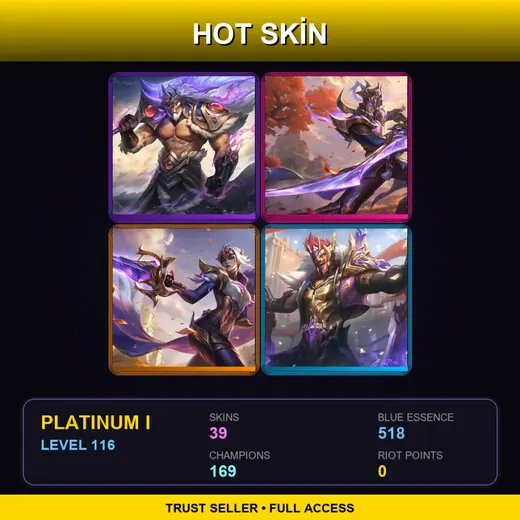 BR | Victorious Tryndamere | Victorious Master Yi | Victorious Fiora | Victorious Draven | 39 Skin | 169 Champ | Platinum I | Lv116