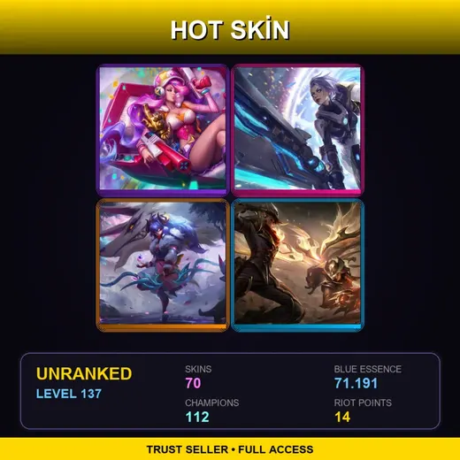 VN | Spirit Blossom Kindred | High Noon Talon | Arcade Miss Fortune | PROJECT: Ashe | 70 Skin | 112 Champ | Lv137