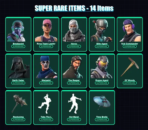 [PC/PSN] | Breakpoint | Rose Team Leader | Havoc | Elite Agent | Sub Commander | 205 skin | 230 pickaxe | 187 emote | 177 glider | Lv2385