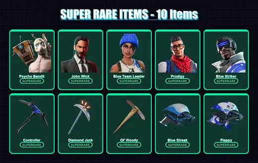 [PC] | Psycho Bandit | John Wick | Blue Team Leader | Prodigy | Blue Striker | 92 skin | 91 pickaxe | 70 emote | 73 glider | Lv1050