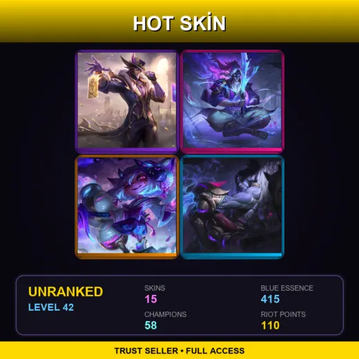 EUNE | Victorious Twisted Fate | Spirit Blossom Master Yi | Spirit Blossom Tristana | Lunar Wraith Sylas | 15 Skin | 58 Champ | Lv42 — LoL account