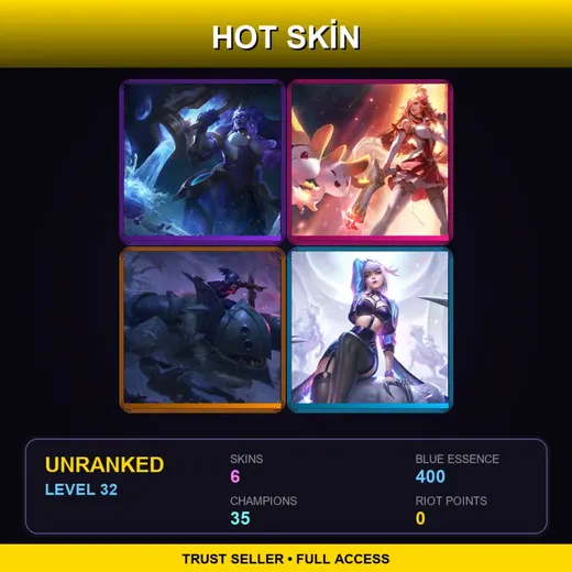 RU | Star Guardian Miss Fortune | Cosmic Invoker Illaoi | Demolisher Nunu & Willump | K/DA ALL OUT Evelynn | 6 Skin | 35 Champ | Lv32