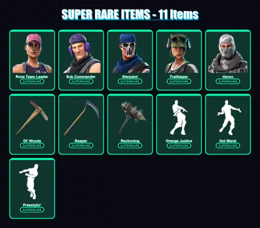 [PC/XBOX/PSN] | Rose Team Leader | Sub Commander | Warpaint | Trailblazer | Havoc | 94 skin | 85 pickaxe | 72 emote | 85 glider | Lv1129