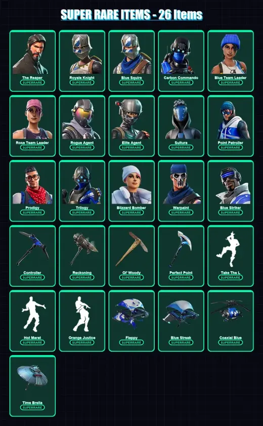 [PS4/PS5/XBOX/PC] | The Reaper | Royale Knight | Blue Squire | 209 skin | Lv2366