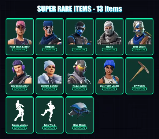 [PC/XBOX] | Rose Team Leader | Warpaint | Fixer | Havoc | Blue Squire | 103 skin | 93 pickaxe | 68 emote | 59 glider | Lv465