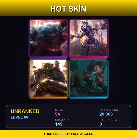 SG | Hextech Sion | Victorious Orianna | Victorious Graves | Conqueror Nautilus | 94 Skin | 145 Champ | Lv66