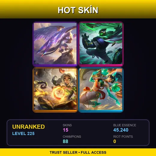 BR | Victorious Anivia | Conqueror Jax | Shan Hai Scrolls Neeko | Heavenscale Kai'Sa | 15 Skin | 88 Champ | Lv225