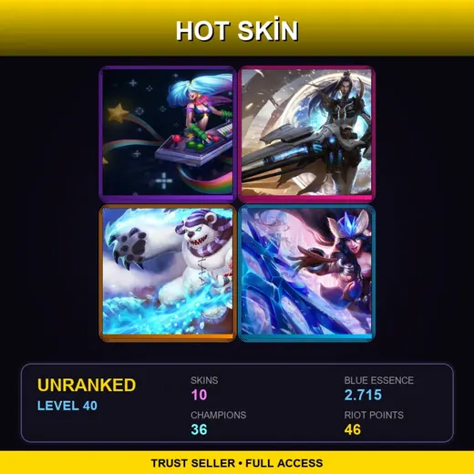 JP | Arcade Sona | Pulsefire Caitlyn | Frostfire Annie | Snowstorm Sivir | 10 Skin | 36 Champ | Lv40