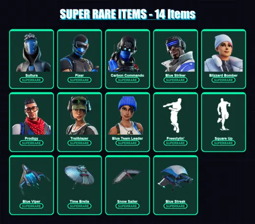 [PS4/PS5/XBOX/PC] | Sultura | Fixer | Carbon Commando | Blue Striker | Blizzard Bomber | 83 skin | 117 pickaxe | 95 emote | 79 glider | Lv877