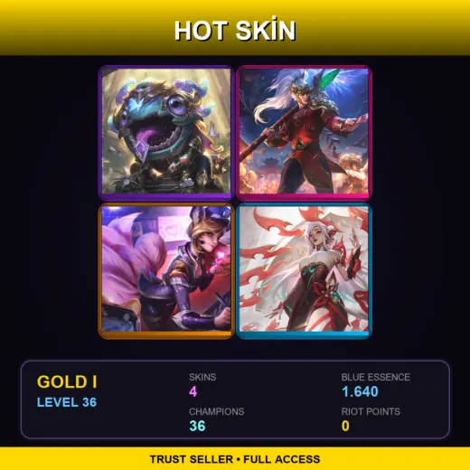 EUW | Victorious Kog'Maw | Firecracker Xin Zhao | Popstar Ahri | Mythmaker Irelia | 4 Skin | 36 Champ | Gold I | Lv36