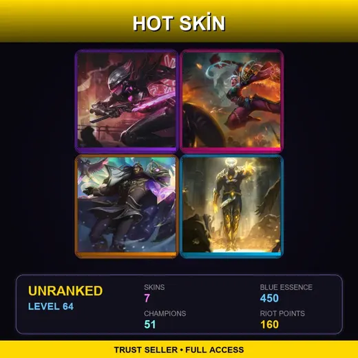 LAS | PROJECT: Fiora | Dragonblade Riven | Winterblessed Swain | Arclight Brand | 7 Skin | 51 Champ | Lv64