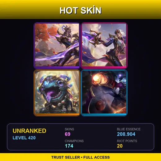 LAS | Victorious Master Yi | Victorious Fiora | Victorious Kog'Maw | Spirit Blossom Teemo | 69 Skin | 174 Champ | Lv420