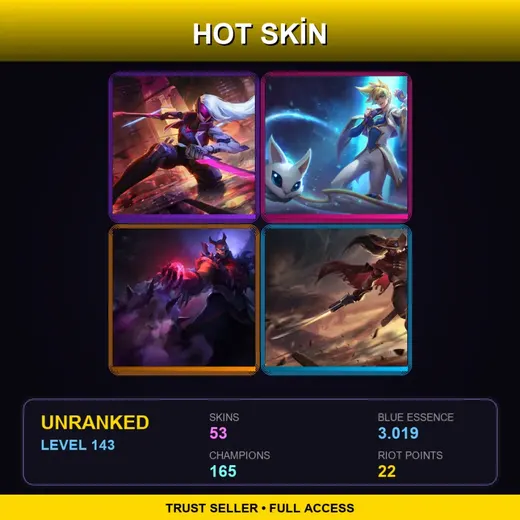SG | PROJECT: Katarina | Star Guardian Ezreal | Blood Moon Shen | High Noon Yasuo | 53 Skin | 165 Champ | Lv143 — Worldbreaker Malzahar