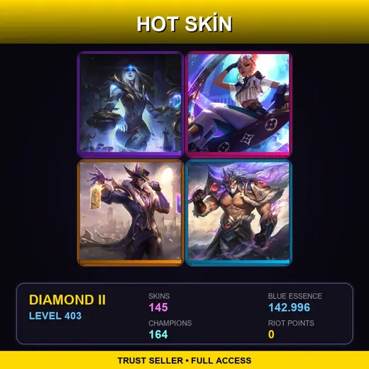 VN | Cosmic Queen Ashe | Prestige True Damage Qiyana (2022) | Victorious Twisted Fate | 145 Skin | 164 Champ | Diamond II | Lv403 — LoL account