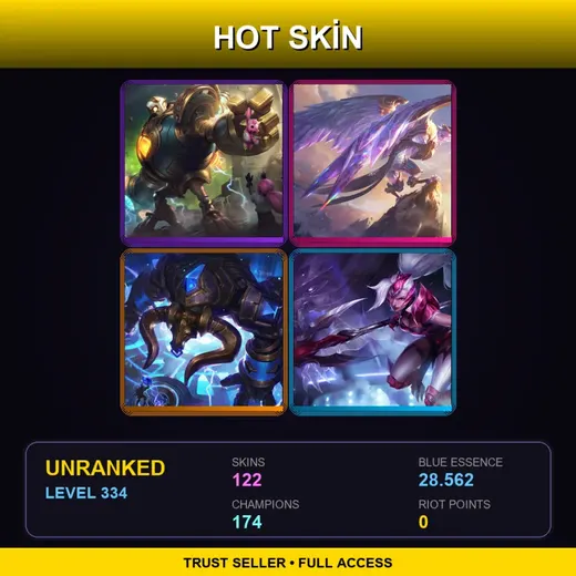 SG | Victorious Blitzcrank | Victorious Anivia | Hextech Alistar | Challenger Nidalee | 122 Skin | 174 Champ | Lv334