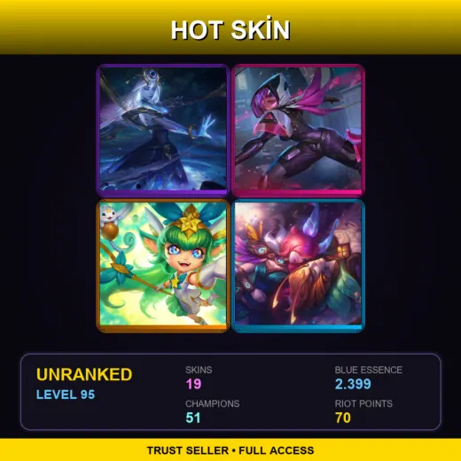 LAN | Cosmic Lux | PROJECT: Irelia | Star Guardian Lulu | Elderwood Xayah | 19 Skin | 51 Champ | Lv95