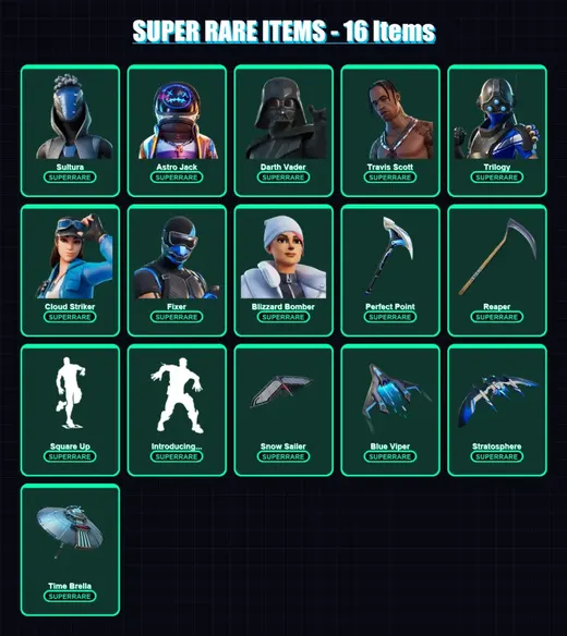 [PS4/PS5/XBOX/PC] | Sultura | Astro Jack | Darth Vader | Travis Scott | Trilogy | 185 skin | 238 pickaxe | 184 emote | 194 glider | Lv2793