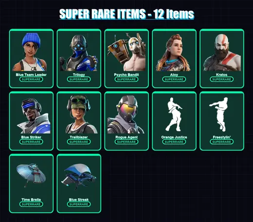 [PS4/PS5/XBOX/PC] | Blue Team Leader | Trilogy | Psycho Bandit | Aloy | Kratos | 86 skin | 70 pickaxe | 73 emote | 60 glider | Lv1159