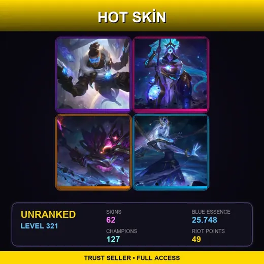 LAS | Cosmic Huntress Nidalee | Dark Star Mordekaiser | Spirit Blossom Thresh | PROJECT: Ashe | 62 Skin | 127 Champ | Lv321