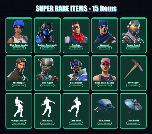 [PC/XBOX] | Blue Team Leader | Carbon Commando | Prodigy | Warpaint | Rogue Agent | 106 skin | 125 pickaxe | 131 emote | 104 glider | Lv1366