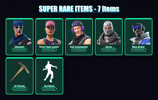 [PC/XBOX/PSN] | Warpaint | Rose Team Leader | Sub Commander | Havoc | Blue Striker | 46 skin | 44 pickaxe | 53 emote | 44 glider | Lv588