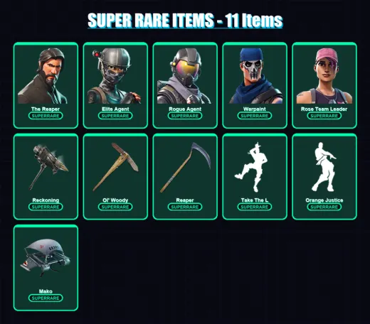 [PC/PSN] | The Reaper | Elite Agent | Rogue Agent | Warpaint | Rose Team Leader | 47 skin | 25 pickaxe | 34 emote | 30 glider | Lv401