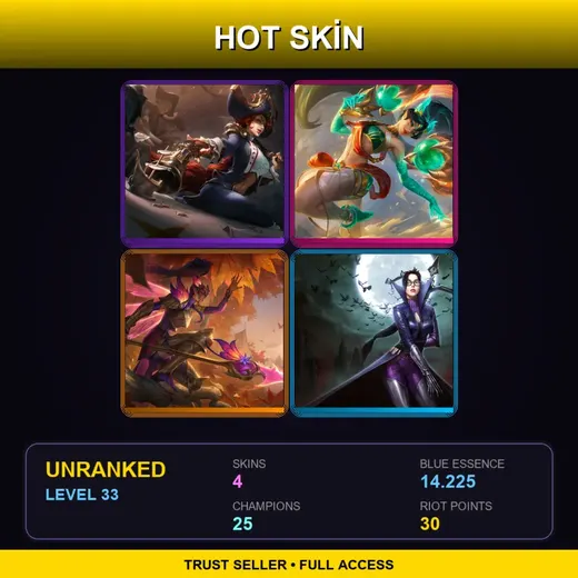 EUW | Waterloo Miss Fortune | Heavenscale Kai'Sa | Faerie Court Kalista | Vindicator Vayne | 4 Skin | 25 Champ | Lv33