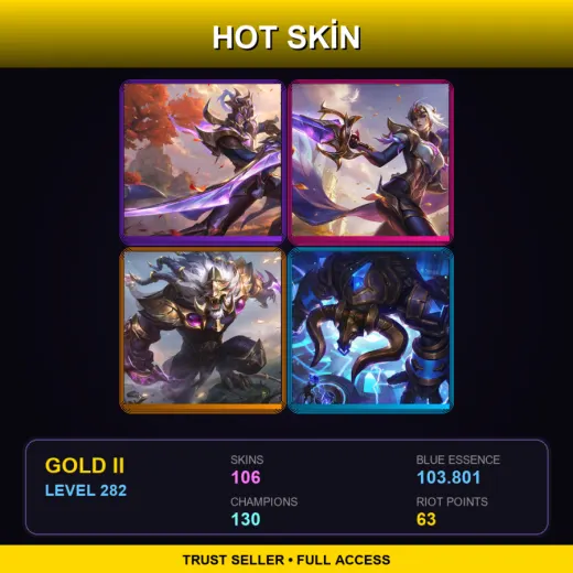EUW | Victorious Master Yi | Victorious Fiora | Victorious Rengar | Hextech Alistar | 106 Skin | 130 Champ | Gold II | Lv282