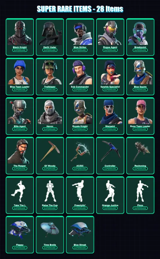 [PC] | Black Knight | Darth Vader | Blue Striker | Rogue Agent | Breakpoint | 398 skin | 422 pickaxe | 333 emote | 283 glider | Lv3507 — Game account