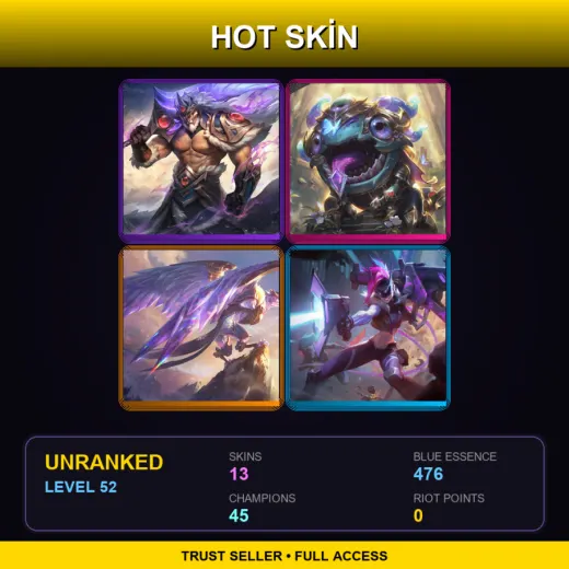 RU | Victorious Tryndamere | Victorious Kog'Maw | Victorious Anivia | PROJECT: Jinx | 13 Skin | 45 Champ | Lv52