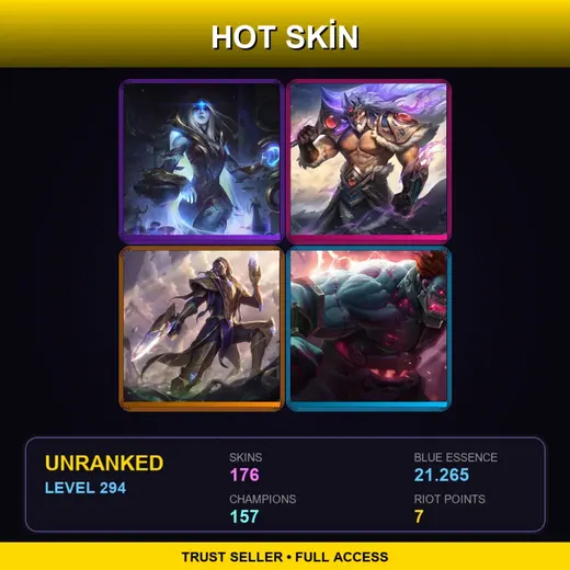 TW | Cosmic Queen Ashe | Victorious Tryndamere | Victorious Lucian | Hextech Sion | 176 Skin | 157 Champ | Lv294