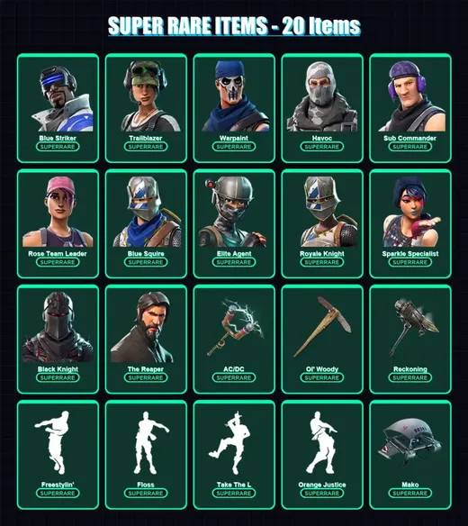 [PC/XBOX] | Blue Striker | Trailblazer | Warpaint | Havoc | Sub Commander | 50 skin | 36 pickaxe | 52 emote | 44 glider | Lv645