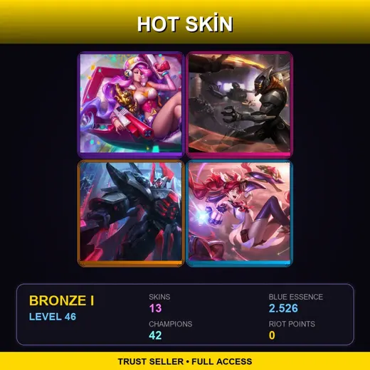 EUW | Arcade Miss Fortune | PROJECT: Yi | PROJECT: Mordekaiser | Star Guardian Jinx | 13 Skin | 42 Champ | Bronze I | Lv46 — Arcade Miss Fortune