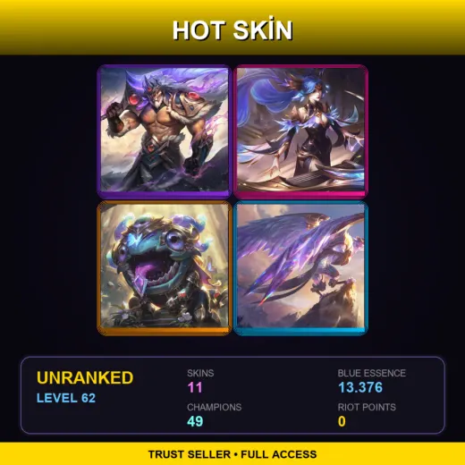 LAN | Victorious Tryndamere | Victorious Sona | Victorious Kog'Maw | Victorious Anivia | 11 Skin | 49 Champ | Lv62
