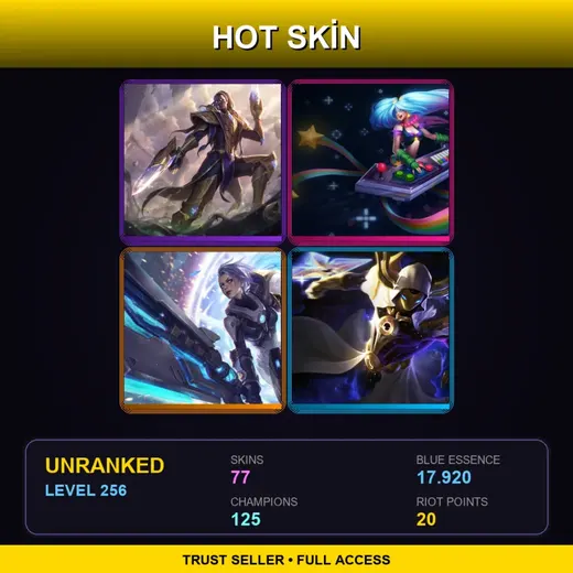 EUW | Victorious Lucian | Cosmic Reaver Kassadin | High Noon Urgot | PROJECT: Ashe | 77 Skin | 125 Champ | Lv256