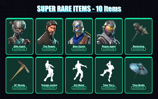 [PC] | Elite Agent | The Reaper | Blue Squire | Rogue Agent | Fade | 76 skin | 70 pickaxe | 86 emote | 77 glider | Lv1090
