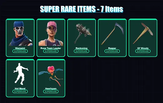[PS4/PS5/XBOX/PC] | Warpaint | Rose Team Leader | Zenith | Wild Card | Sentinel | 63 skin | 44 pickaxe | 60 emote | 57 glider | Lv509
