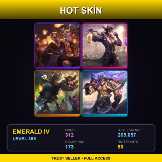 EUNE | Prestige Firecracker Vayne | Victorious Twisted Fate | Victorious Blitzcrank | 312 Skin | 173 Champ | Emerald IV | Lv365