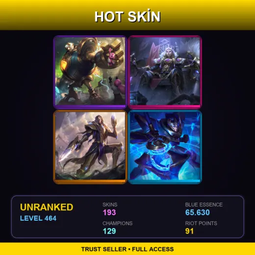 EUNE | Victorious Blitzcrank | Victorious Sejuani | Victorious Lucian | Hextech Jarvan IV | 193 Skin | 129 Champ | Lv464