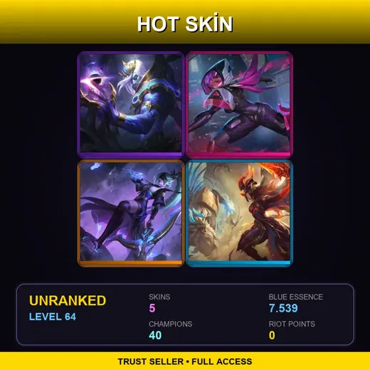 ME | Cosmic Devourer Vladimir | PROJECT: Irelia | Spirit Blossom Vayne | Dragonslayer Kayle | 5 Skin | 40 Champ | Lv64