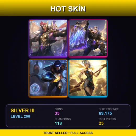 BR | Victorious Draven | Victorious Braum | Pulsefire Twisted Fate | Lunar Empress Lux | 35 Skin | 118 Champ | Silver III | Lv206