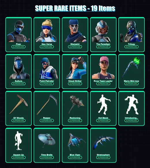 [PC/XBOX] | Fixer | Neo Versa | Warpaint | The Paradigm | Trilogy | 218 skin | 199 pickaxe | 181 emote | 169 glider | Lv2300