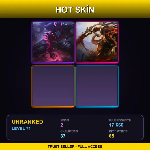 NA | Blood Moon Tryndamere | Bloodfury Renekton | 2 Skin | 37 Champ | Lv71 — LoL account