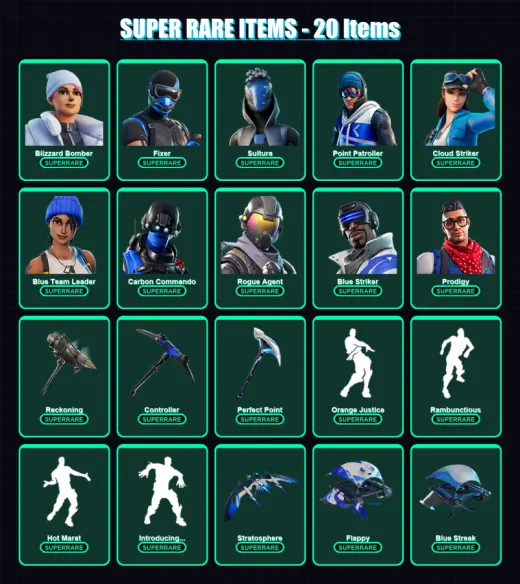[PS4/PS5/XBOX/PC] | Blizzard Bomber | Fixer | Sultura | Point Patroller | Cloud Striker | 99 skin | 89 pickaxe | 71 emote | 66 glider | Lv766